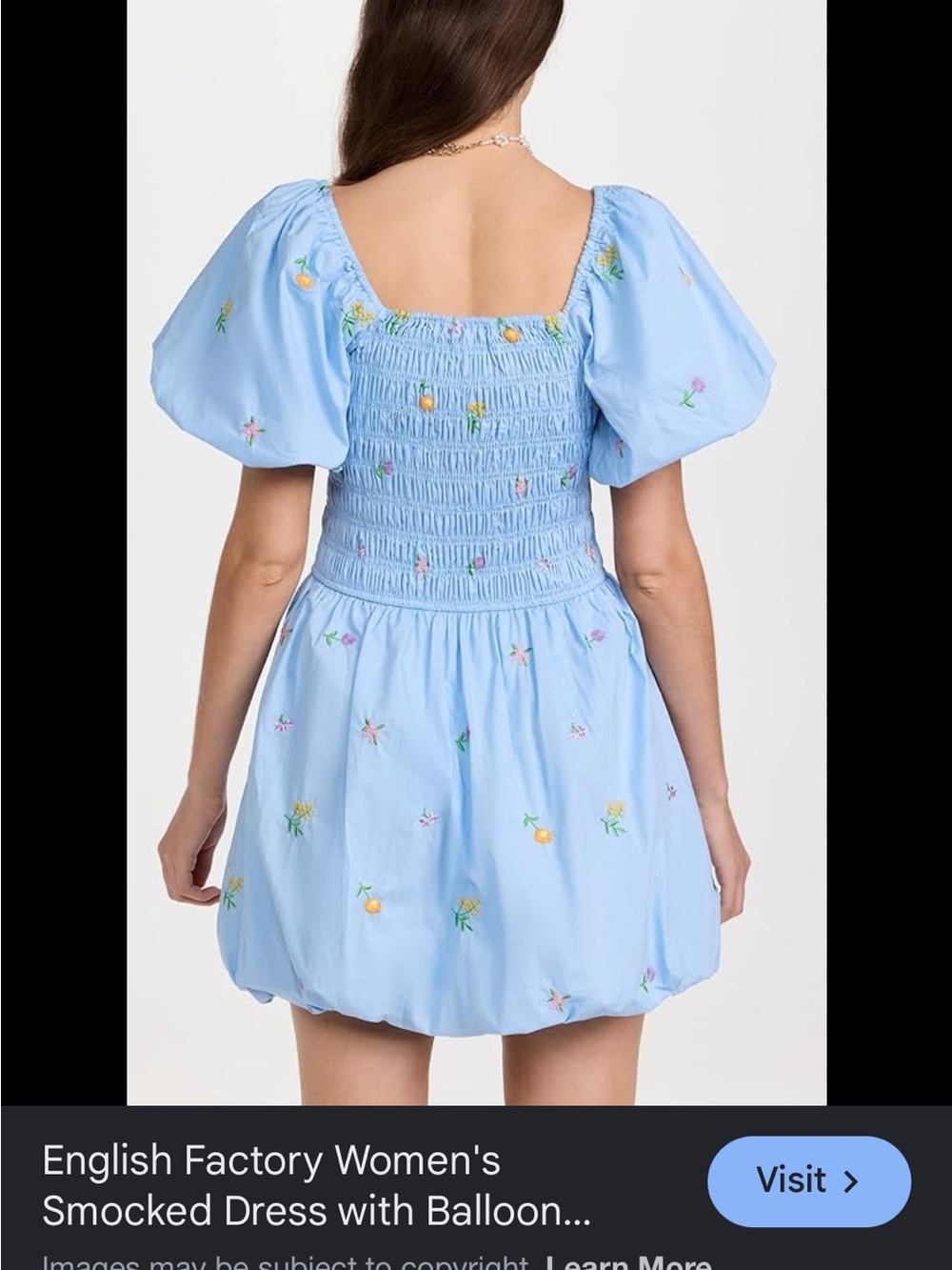 English factory smocked mini dress blue size small new - Picture 6 of 10